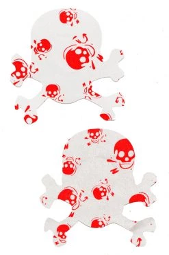 GE Apparel Red & White Skull Print Nipple Pasties