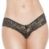 Shirley Of Hollywood Black Crotchless Lace Panty With Back Bow Lingerie