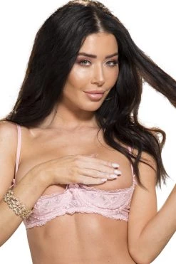 Shirley Of Hollywood Pink Sequin Embroidered Shelf Bra