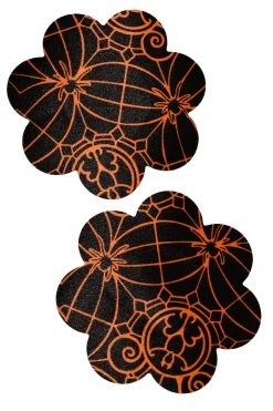 GE Apparel Black & Orange Spider Petal Nipple Pasties