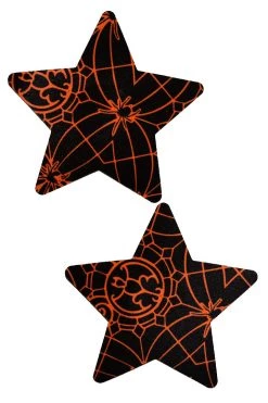 GE Apparel Black & Orange Spider Star Nipple Pasties Accessories