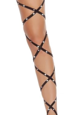 Roma Black Rhinestone Leg Wraps With Garters Rhinestone Lingerie 5 Roma Black Rhinestone Leg Wraps With Garters Rhinestone Lingerie