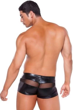 Allure Men's Wet Look Peekaboo Shorts Male Thongs