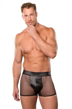 Allure Men's Wet Look Fishnet Shorts Male Thongs