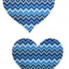 GE Apparel Accessories Blue Zig Zag Heart Nipple Pasties