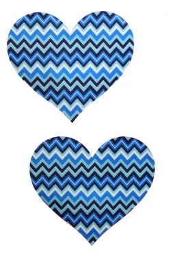GE Apparel Accessories Blue Zig Zag Heart Nipple Pasties