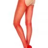Music Legs Sheer Red Crotchless Pantyhose