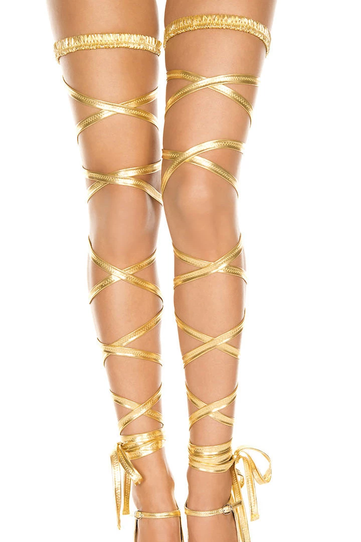 Music Legs Leg Garters Metallic Leg Wrap- Gold 4 Music Legs Leg Garters Metallic Leg Wrap- Gold