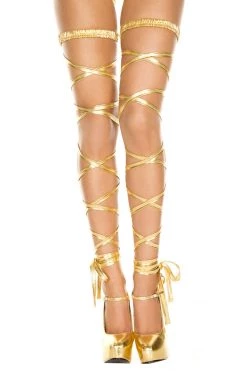 Music Legs Leg Garters Metallic Leg Wrap- Gold