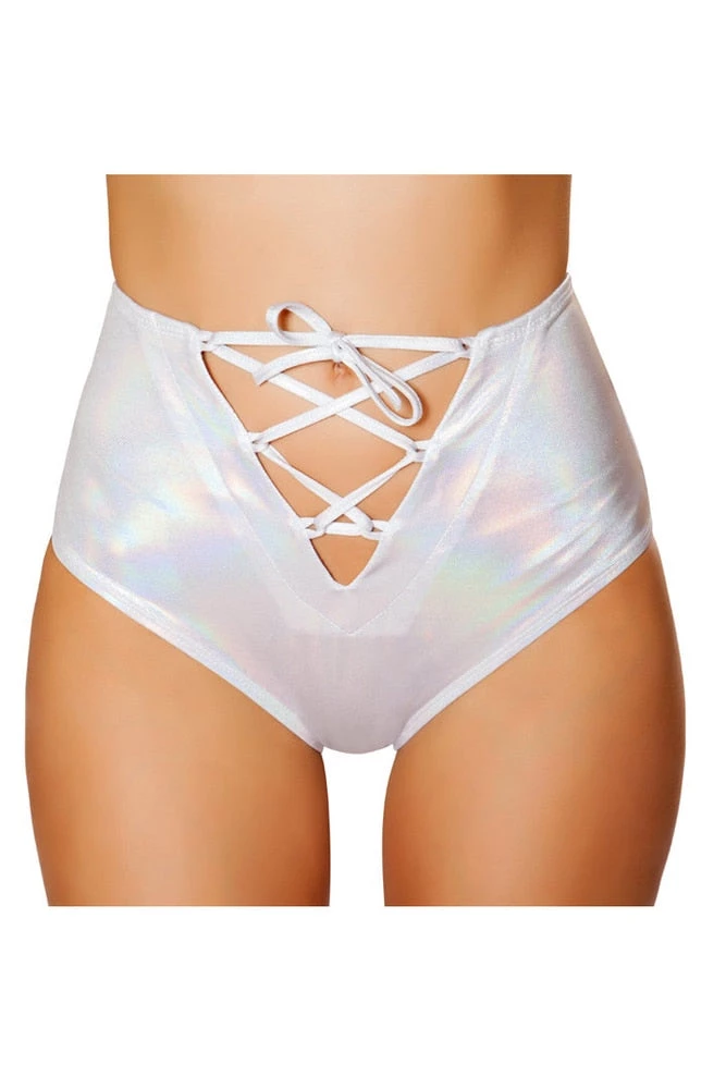 Roma White Lace-Up High Waist Shorts 4 Roma White Lace-Up High Waist Shorts