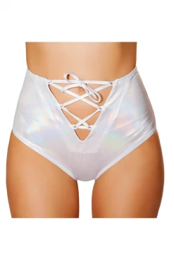 Roma White Lace-Up High Waist Shorts