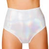 Roma Shimmery White High Waist Shorts 1 Roma Shimmery White High Waist Shorts