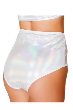 Roma Shimmery White High Waist Shorts