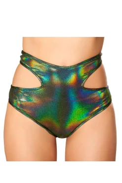 Roma Green Cutout High Waist Shorts