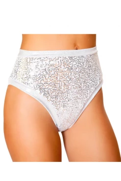 Roma Silver Sequin High Waist Shorts Booty Shorts & Bottoms