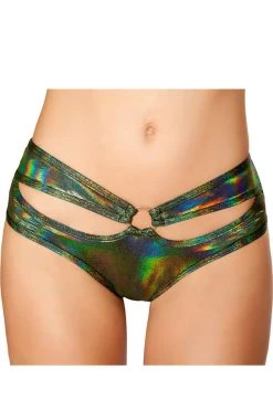 Roma Green Cutout Shorts With O-Ring