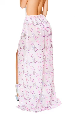 Roma White Skirt With Pink Sequin Stars Ravewear