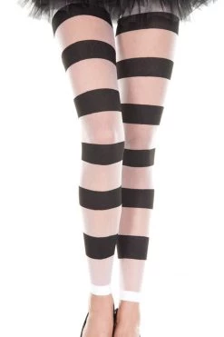 Music Legs Hosiery Sheer Striped Footless Leggings