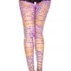 Music Legs Neon Pink Tattered Leopard Print Footless Tights 1 Music Legs Neon Pink Tattered Leopard Print Footless Tights