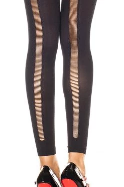 Music Legs Slashed Back Footless Tights Hosiery