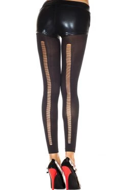 Music Legs Slashed Back Footless Tights Hosiery