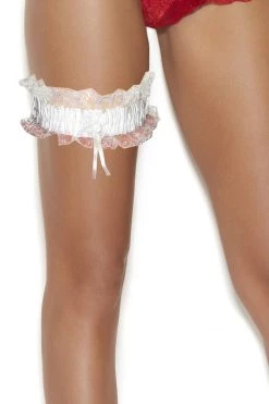 Elegant Moments Dancewear White Satin White Lace Leg Garter