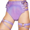 Roma Booty Shorts & Bottoms Purple Shimmer High Waist Side Lace Shorts 2 Roma Booty Shorts & Bottoms Purple Shimmer High Waist Side Lace Shorts