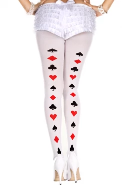 Music Legs Poker Cards Backseam Pantyhose