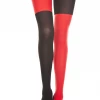 Music Legs Hosiery Red And Black Mismatch Pantyhose