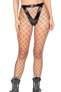 Roma 1pc High Rise Latex Shorts With Buckle Closure