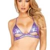 Roma 1pc Shimmer Cutout Underboob Triangle Top - Purple Dancewear 1 Roma 1pc Shimmer Cutout Underboob Triangle Top - Purple Dancewear