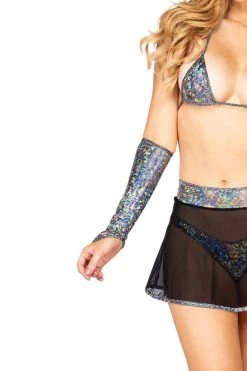 Roma Iridescent Shimmer Gloves - Silver Dancewear