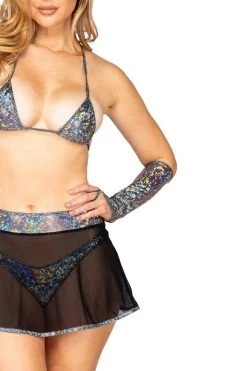 Roma Iridescent Shimmer Gloves - Silver Dancewear