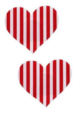 GE Apparel Red & White Stripe Heart Nipple Pasties Accessories