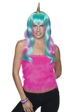 Rubies Blue & Purple Fairy Unicorn Wig Rainbow Clothing