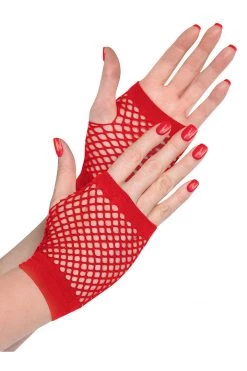 AMSCAN Ravewear Red Fishnet Glovelettes