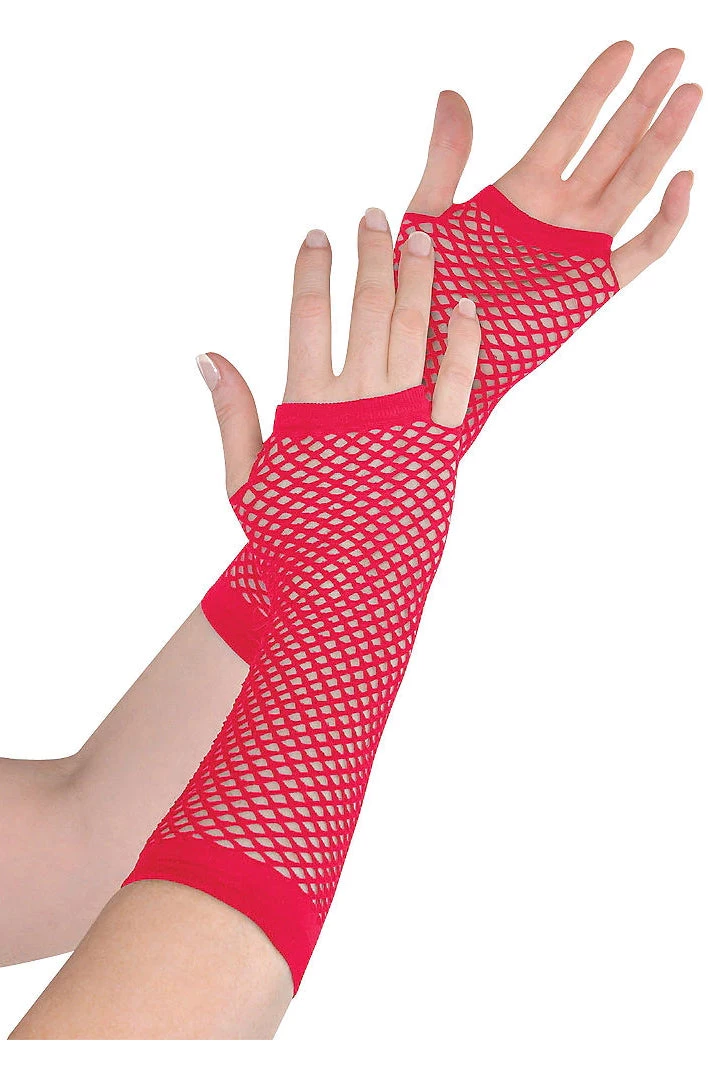 AMSCAN Red Fishnet Gloves Ravewear 4 AMSCAN Red Fishnet Gloves Ravewear