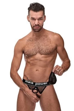 Magic Silk Black Cock Pit Net Cock Ring Jock Male Thongs