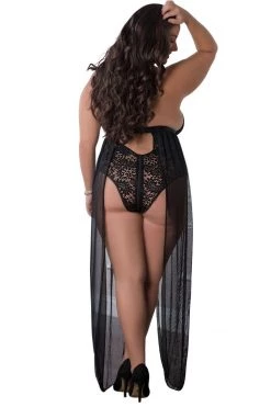 G World Intimates Lingerie One Piece Black Zipper Crotch Teddy Gown
