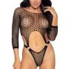 Leg Avenue Black Long Sleeve Pothole Suspender Top Bodysuit With Thong Back Bodystocking Lingerie 1 Leg Avenue Black Long Sleeve Pothole Suspender Top Bodysuit With Thong Back Bodystocking Lingerie