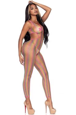 Leg Avenue Rainbow Net Cut-Out Footless Tank Bodystocking 11 Leg Avenue Rainbow Net Cut-Out Footless Tank Bodystocking