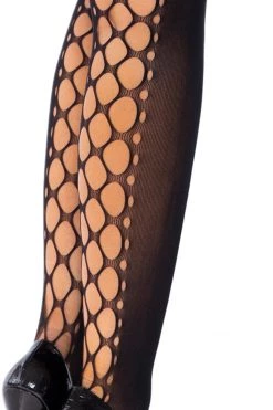Leg Avenue Black Net Panel Backless Halter Bodystocking