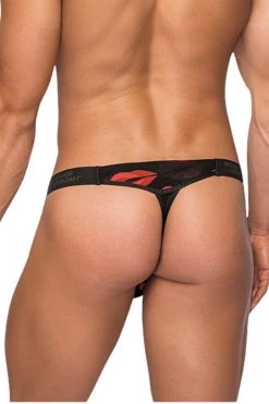 Magic Silk Black Lips Print Micro Thong V Male Thongs 8 Magic Silk Black Lips Print Micro Thong V Male Thongs