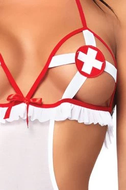 Leg Avenue Two Piece Naughty Nurse Crotchless Teddy With Peek-a-boo Cups Lingerie 9 Leg Avenue Two Piece Naughty Nurse Crotchless Teddy With Peek-a-boo Cups Lingerie
