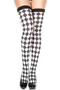 Music Legs Hosiery Checker Thigh High Stockings