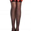 Music Legs Hosiery Sheer Black Thigh Hi Stockings With Red Bows 2 Music Legs Hosiery Sheer Black Thigh Hi Stockings With Red Bows
