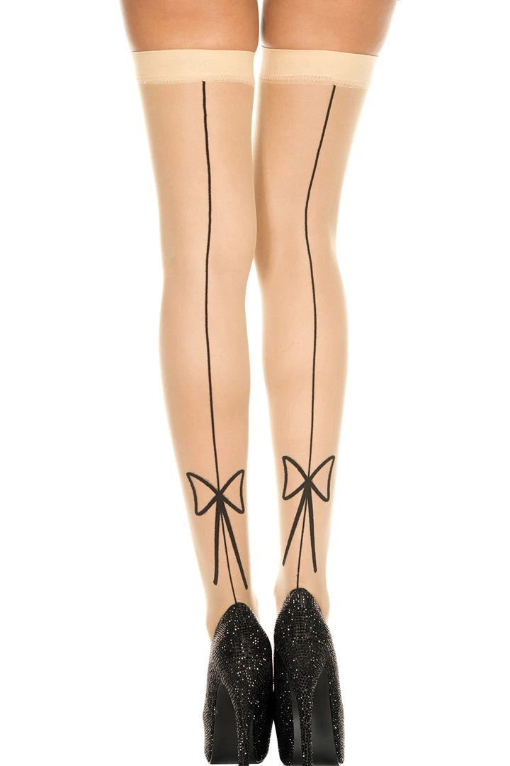 Music Legs Backseam & Bow Sheer Thigh Highs 3 Music Legs Backseam & Bow Sheer Thigh Highs