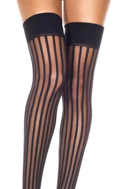 Music Legs Sheer Stripe Thigh High Stockings Hosiery 6 Music Legs Sheer Stripe Thigh High Stockings Hosiery