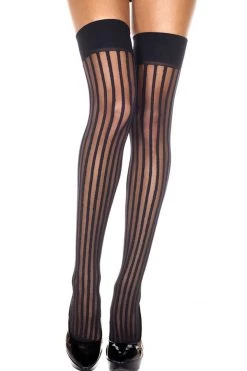 Music Legs Sheer Stripe Thigh High Stockings Hosiery