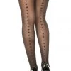 Music Legs Hosiery Sheer Black Thigh High Stockings With Heart Back Seam